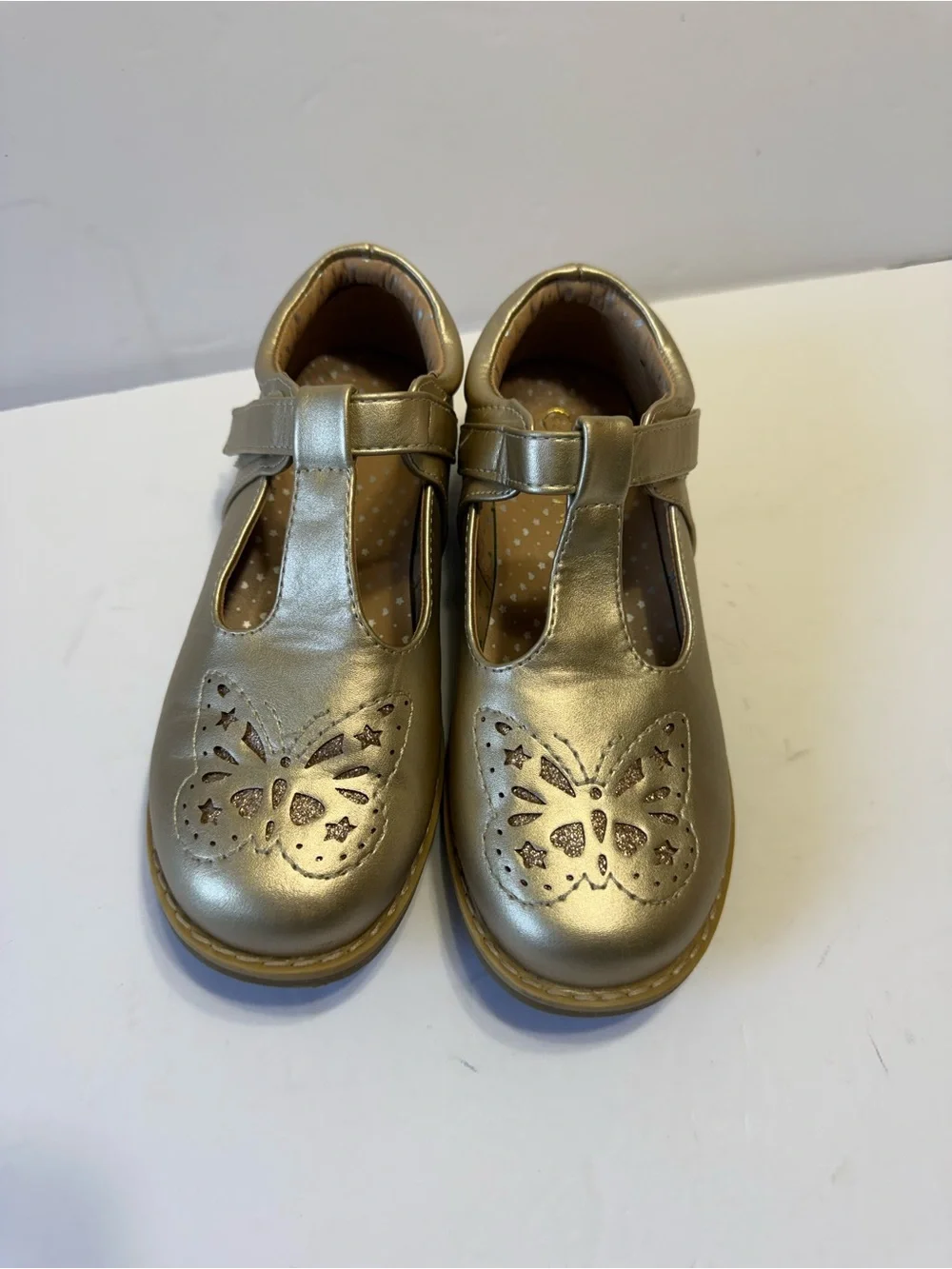 Dream Pairs Girls Gold Metallic Shoes Butterfly Detail Mary Janes Sz 2